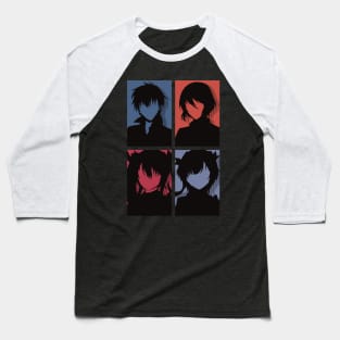 The Misfit of Demon King Academy or Maou Gakuin Anime Characters : Anos Voldigoad, Misha Necron, Sasha Necron, and Lay Glanzudlii in Minimalist Pop art Design Baseball T-Shirt